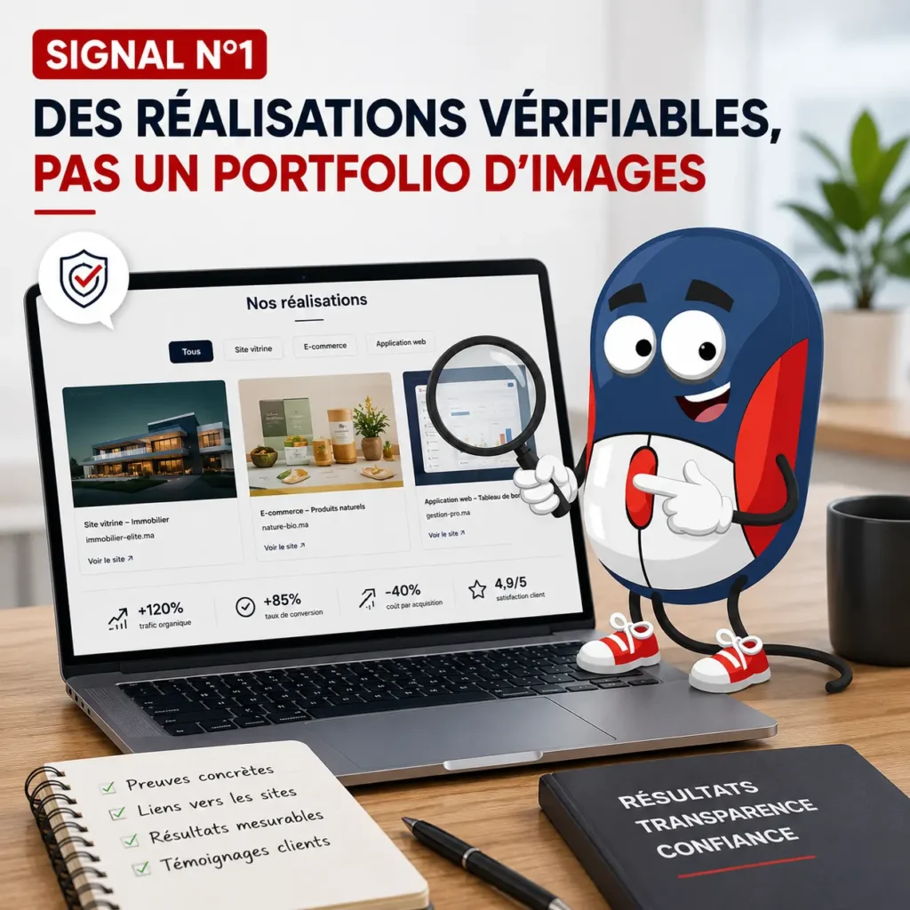 réalisations vérifiables, pas un portfolio d'images
